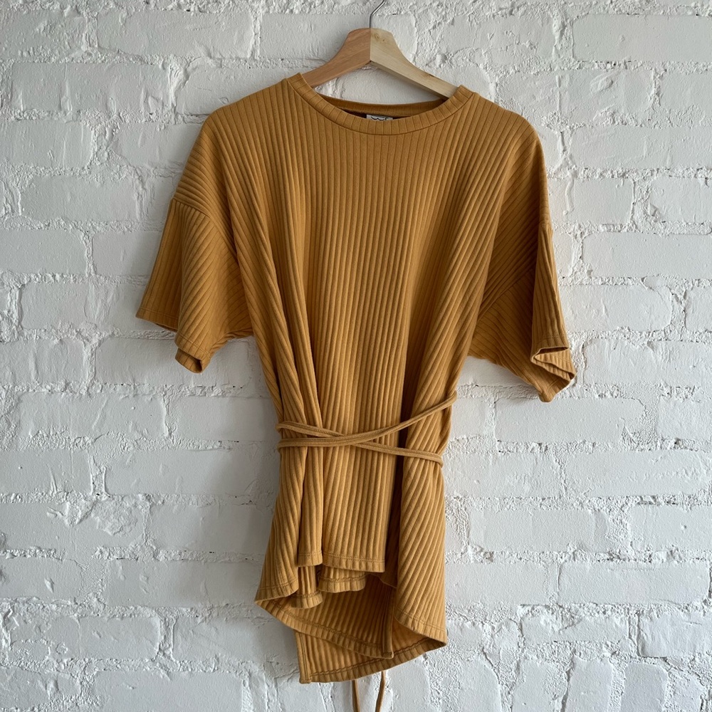 Baserange ribbed organic cotton wrap top
